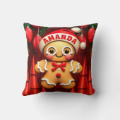 ジンジャーブレッドマンクリスマスパーソナライズされたキッズ クッション (裏面)