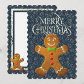 ジンジャーブレッドマンクリスマスファルトカード 案内状 (正面/裏面)