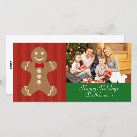 ジンジャーブレッドマンクリスマスフォトカード シーズンカード (正面/裏面)