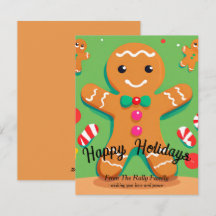 ジンジャーブレッドマンクリスマスフラットホリデーカード