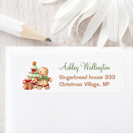 ジンジャーブレッドマンクリスマスベビーシャワーアドレス ラベル (インサイチュ)