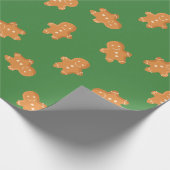 ジンジャーブレッドマンクリスマス包装紙緑 ラッピングペーパー (角)