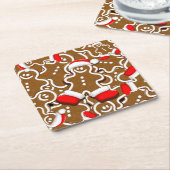ジンジャーブレッドマンクリスマス スクエアペーパーコースター (アングル)