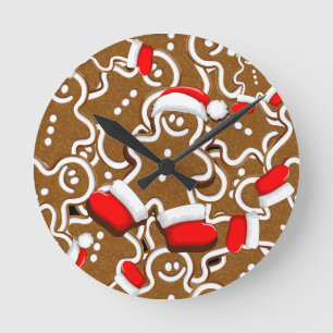 ジンジャーブレッドマンクリスマス ラウンド壁時計