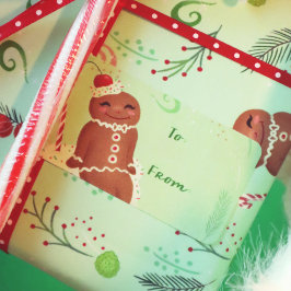 ジンジャーブレッドマングリーンシールのギフトラベル ラベル