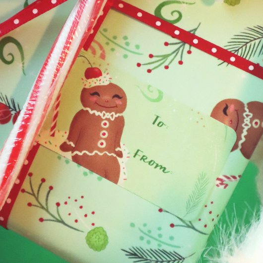 ジンジャーブレッドマングリーンシールのギフトラベル ラベル