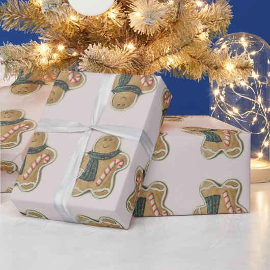 ジンジャーブレッドマングリーンブラウンレッド | ラッピングペーパー (クリスマス)