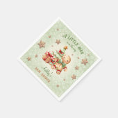 ジンジャーブレッドマングリーンレッドクリスマスベビーシャワー スタンダードカクテルナプキン (角)