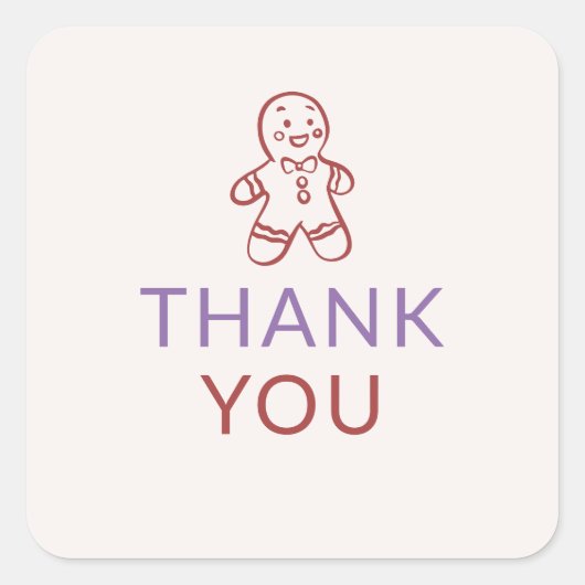 ジンジャーブレッドマンサンキューホリデーステッカー スクエアシール (正面)