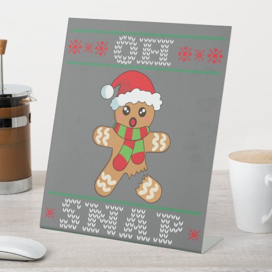 ジンジャーブレッドマンシャツギフトああスナップクリスマス醜い 台座サイン (インサイチュ)