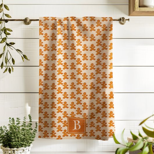 ジンジャーブレッドマンスカンジナビアモンゴグラムおもしろいホリデー キッチンタオル