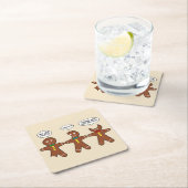 ジンジャーブレッドマンスマイレッグスティホリデー スクエアペーパーコースター (インサイチュ)