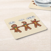 ジンジャーブレッドマンスマイレッグスティホリデー スクエアペーパーコースター (アングル)