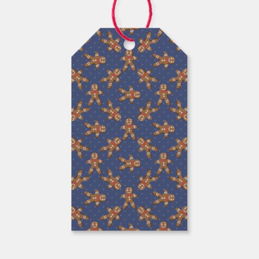 ジンジャーブレッドマンネイビーブルークリスマス ギフトタグ (裏面)