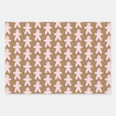 ジンジャーブレッドマンハウスクリスマススノーフレークスブラウン ラッピングペーパーシート (正面)