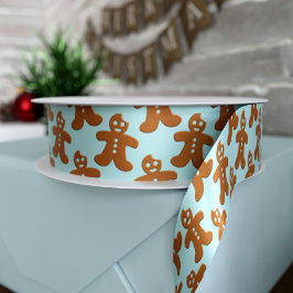ジンジャーブレッドマンパターンクリスマスホリデーリボン サテンリボン