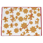 ジンジャーブレッドマンパターンクリスマス ラージペーパーバッグ (正面)