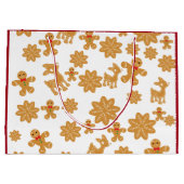 ジンジャーブレッドマンパターンクリスマス ラージペーパーバッグ (裏面)