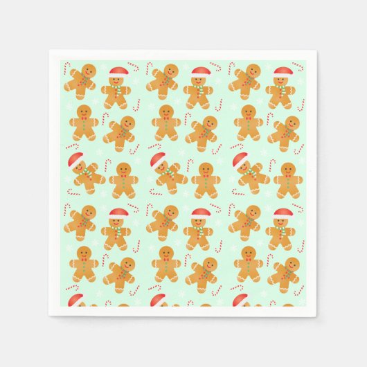ジンジャーブレッドマンパターン スタンダードカクテルナプキン (正面)