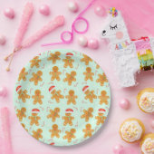 ジンジャーブレッドマンパターン ペーパープレート (パーティー)