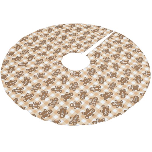 ジンジャーブレッドマンパター素朴ン格子 ブラッシュドポリエステルツリースカート (アングル)