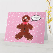 ジンジャーブレッドマンパーソナライズされたクリスマス カード (黄色い花)