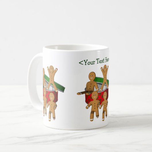 ジンジャーブレッドマンパーソナライズされたクリスマス コーヒーマグカップ (正面左)