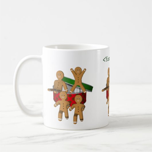 ジンジャーブレッドマンパーソナライズされたクリスマス コーヒーマグカップ (左)
