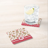 ジンジャーブレッドマンパーソナライズされたクリスマス スクエアペーパーコースター (インサイチュ)