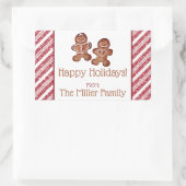ジンジャーブレッドマンパーソナライズされた休日 長方形シール (バッグ)