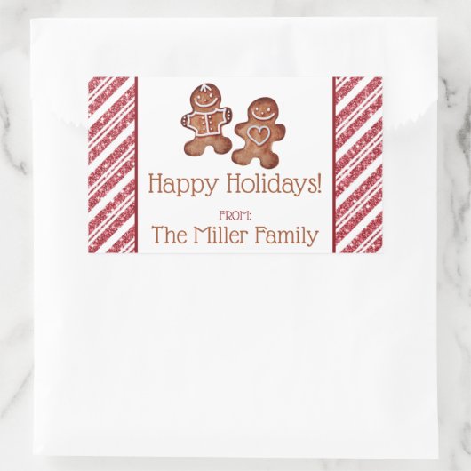 ジンジャーブレッドマンパーソナライズされた休日 長方形シール (バッグ)