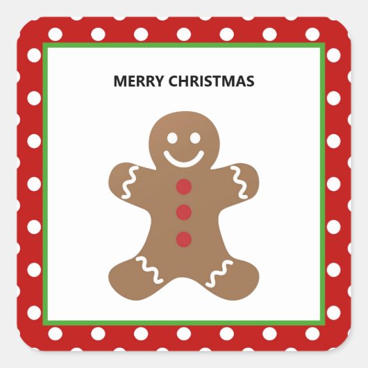 ジンジャーブレッドマンパーソナライズされた スクエアシール (正面)