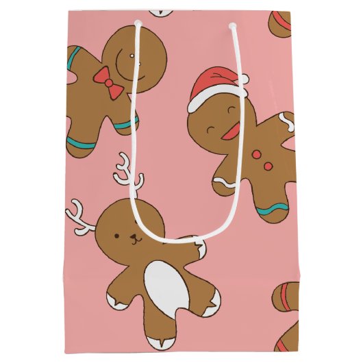 ジンジャーブレッドマンピンクミディアム抱き枕 ミディアムペーパーバッグ (裏面)