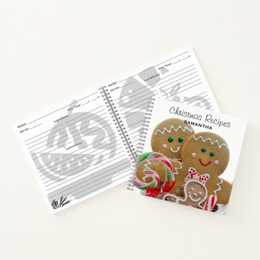 ジンジャーブレッドマンファミリークリスパーソナライズされたマス ノートブック (内部)