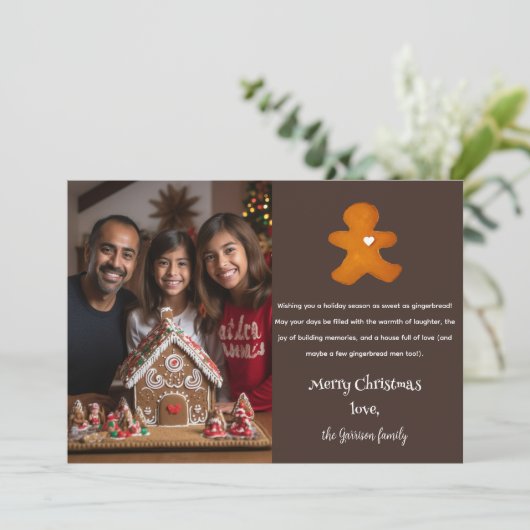 ジンジャーブレッドマンフェスティバルミニマル1フォトクリスマス シーズンカード (スタンド正面)