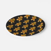 ジンジャーブレッドマンブラックバックグラウンドウィンターホリデー ペーパープレート (アングル)