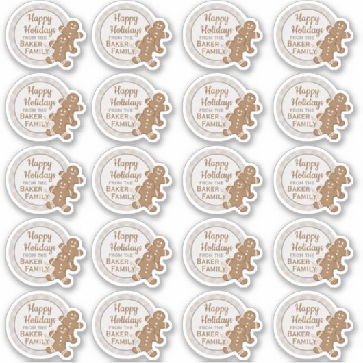 ジンジャーブレッドマンプレイドクリスマスホリデークッキー シール (正面)