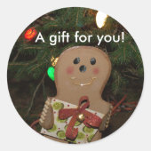ジンジャーブレッドマンプレゼント ラウンドシール (正面)