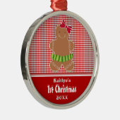 ジンジャーブレッドマンベビー初めてのクリスマスオーナメント メタルオーナメント (右)