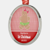 ジンジャーブレッドマンベビー初めてのクリスマスオーナメント メタルオーナメント (左)