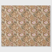 ジンジャーブレッドマンペパーミントキャンディ ラッピングペーパー (フラット)