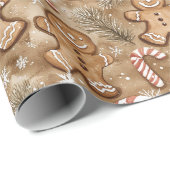 ジンジャーブレッドマンペパーミントキャンディ ラッピングペーパー (ロールコーナー)