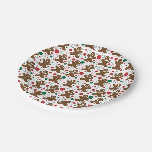 ジンジャーブレッドマンホリデーパターン ペーパープレート (アングル)