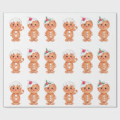 ジンジャーブレッドマンホリデーフェスティバルクリスマスシーズン ラッピングペーパー (フラット)