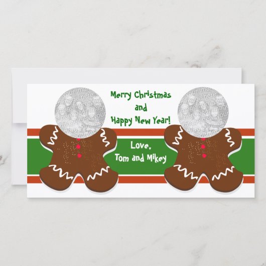 ジンジャーブレッドマンホリデーフォトカード シーズンカード (正面)