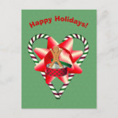 ジンジャーブレッドマンボウクリスマスホリデーハガキ シーズンポストカード (正面)