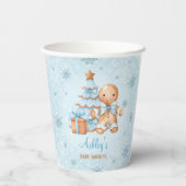 ジンジャーブレッドマンボーイブルークリスマスベビーシャワー 紙コップ (裏面)