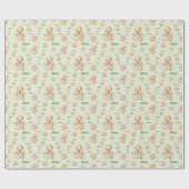 ジンジャーブレッドマンボーイ名グリーンクリスマス ラッピングペーパー (フラット)