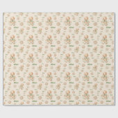 ジンジャーブレッドマンボーイ名グリーンベージュクリスマス ラッピングペーパー (フラット)