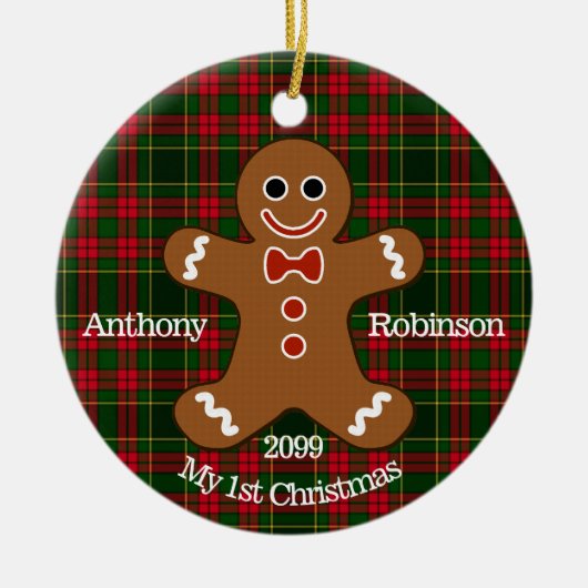 ジンジャーブレッドマンマイ1stクリスマスオーナメント セラミックオーナメント (正面)